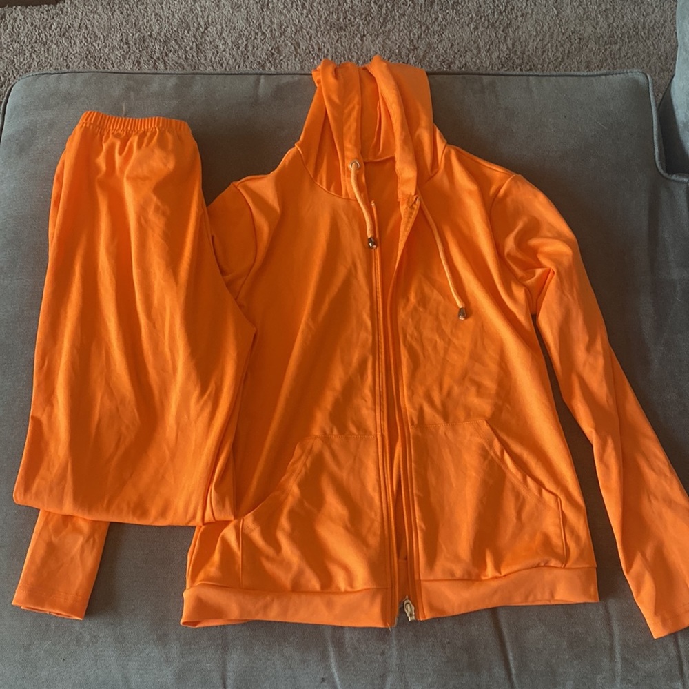 2 piece orange jumpsuit